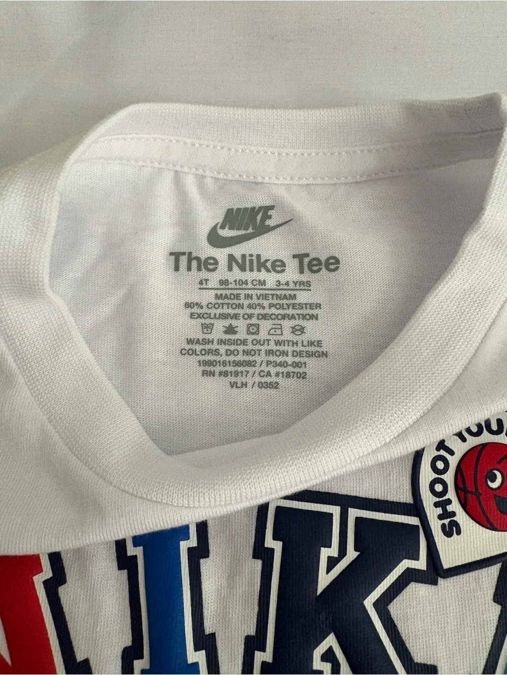Nike White Long-Sleeve Tee with Red, Blue and Black Graphic